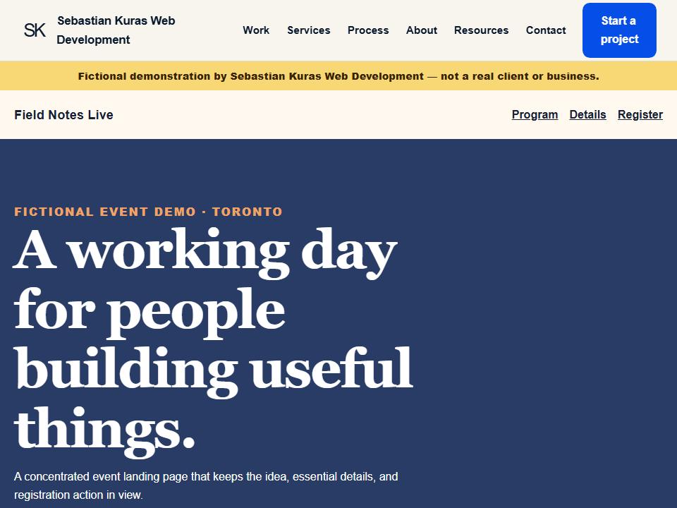 Field Notes Live demo concept website preview